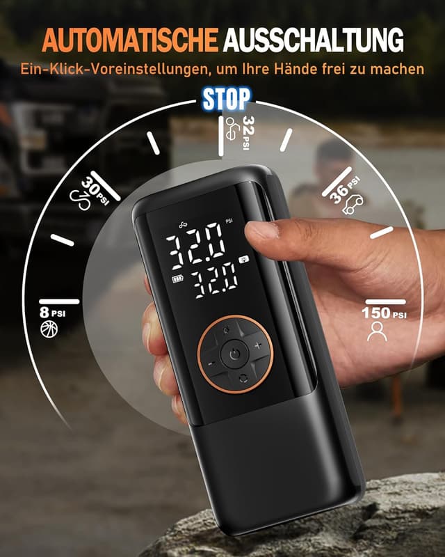 Thumbnail 4 de Elektrische Luftpumpe Akku Mini-Kompressor mit Manometer