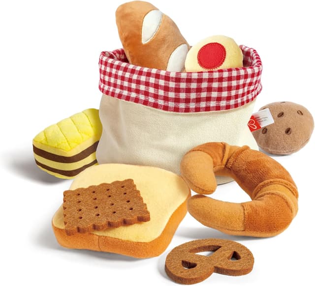 Detalle de Hape E3168 Toddler Bread Basket soft food toy set for pretend play (3+ years)