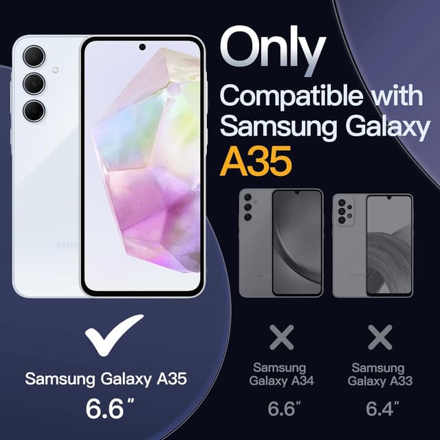 Detalle 2 de OLEPHY cover trasparente con cordino e tracolla per Samsung Galaxy A35 5G (antiurto, rimovibile), nero