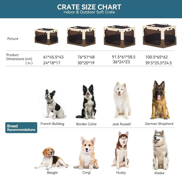 Detalle de Petsfit faltbare Hundebox für Zuhause & Auto – Hundetransportbox mit Metallrahmen und reißfestem Netzfenster