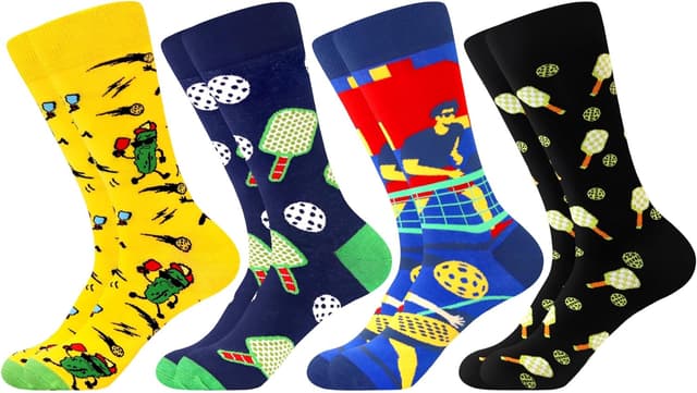 Detalle de WeciBor 4 Paar Herren Baumwollsocken mit bunten Spielball-Motiven (41–46)