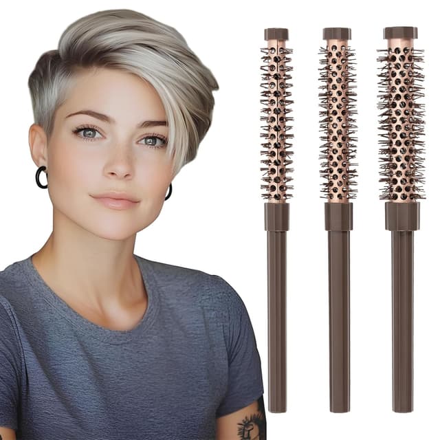 Detalle de 3er-Set kleine Rundbürsten Föhnbürste für Haarpflege 💇