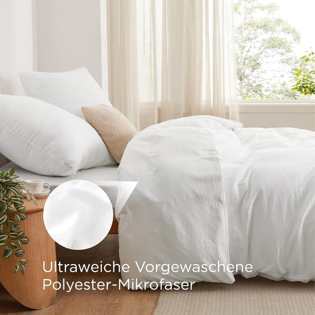 Detalle de BEDSURE Bettwäsche 135x200 (4-teilig) mit Reißverschluss – Microfaser-ähnliches Set, 2 Kissenbezüge 80x80, Oeko-Tex