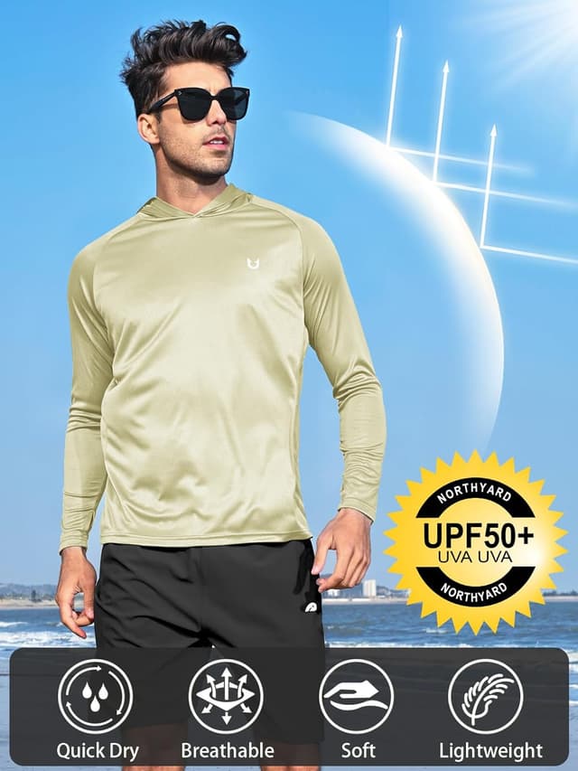 Detalle de NORTHYARD Men’s UPF 50+ Long Sleeve Hoodie Rash Guard (Quick Dry UV SPF)