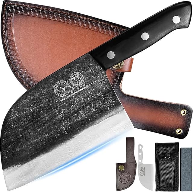 Imagen de XYJ Cuchillo de Chef Serbio 6.7" con Funda de Cuero 🍴 en OfertitasTOP
