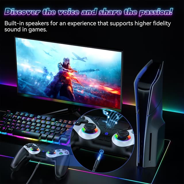 Thumbnail 6 de GGiking RGB Wireless Controller für PS5/PS5 Pro/PS5 Slim & PC – Bluetooth Gamepad mit Rückenpaddel, Turbo & Makro, Dual-Vibration