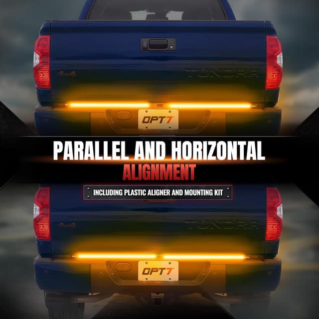 Detalle de OPT7 Redline Parlux Tailgate Light Bar for 2007-2021 Tundra (Sequential Amber Turn) — Rigid 2-Piece Aluminum Triple Row LED Strip