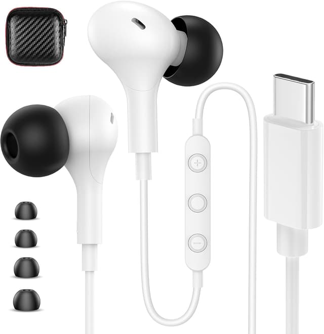 Detalle de USB C wired earbuds with mic, in-ear