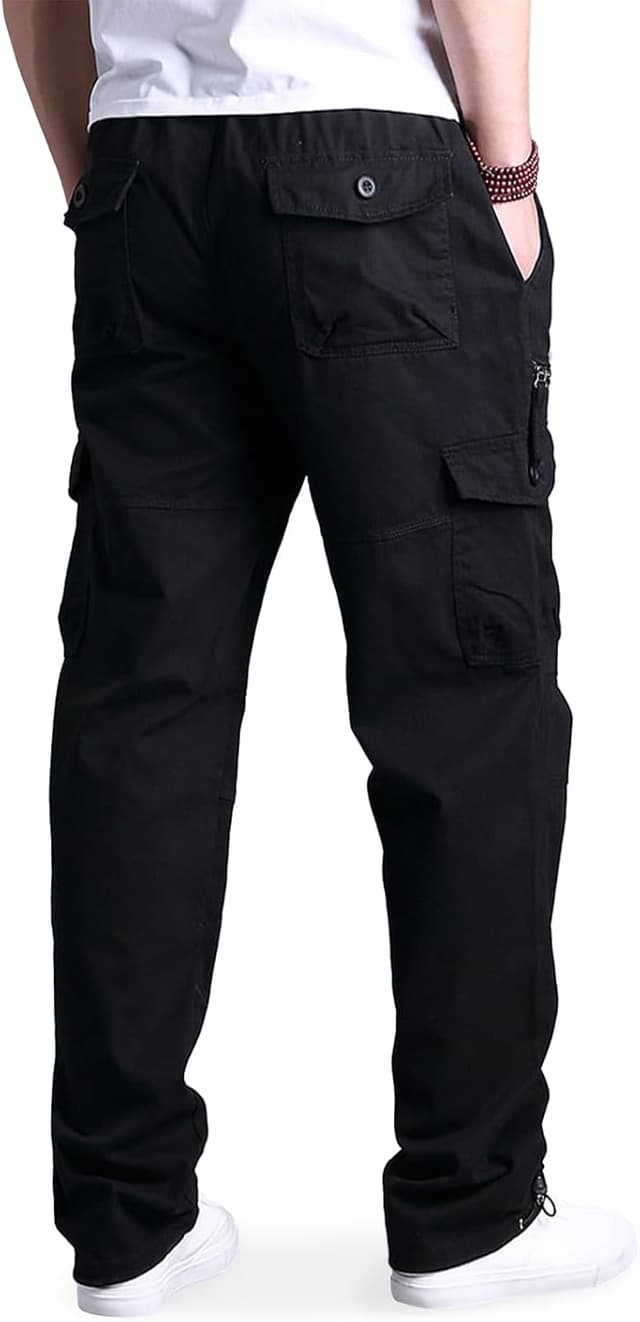 Detalle de Aotoyou Herren Cargohose aus Baumwolle mit 7 Taschen, elastischem Bund und 7-Taschen-Design