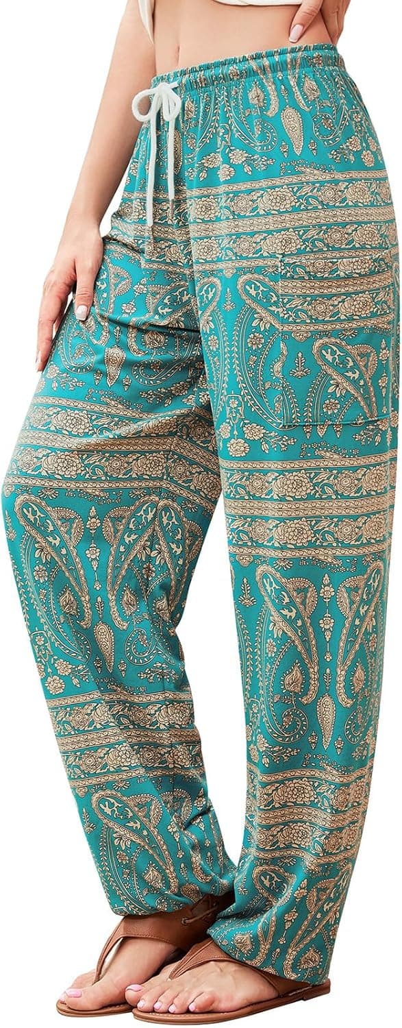 Detalle de QIANXIZHAN Women’s Harem Pants Boho Palazzo Joggers with Pockets