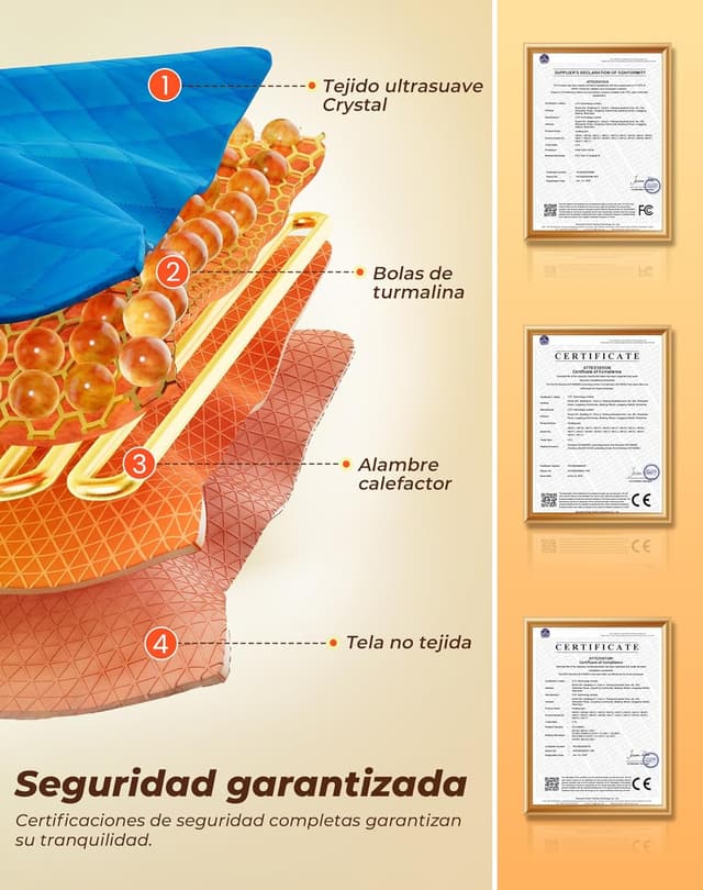 Detalle de UTK Coussin Chauffant Cervicales : chaleur jusqu’à 70°C pour cou et épaules (6 niveaux, minuteur)