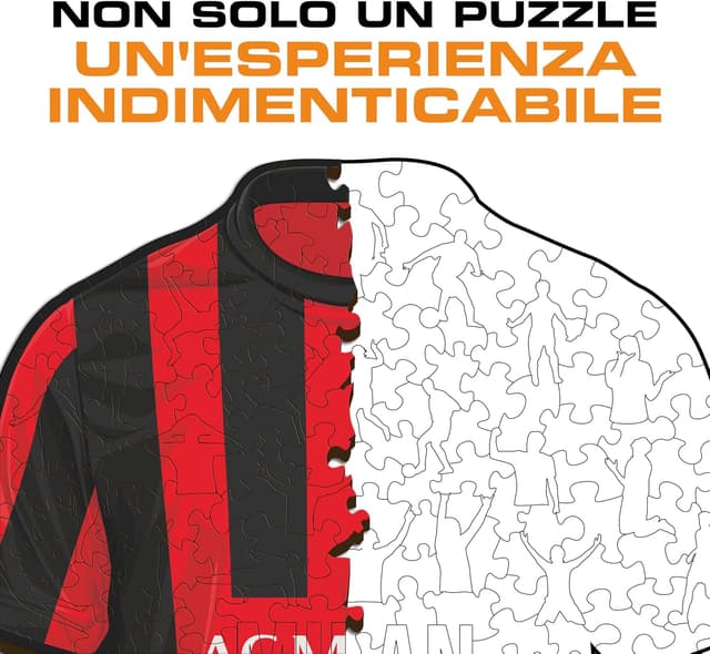 Detalle de Puzzle in legno Iconic Puzzles Milan Jersey, prodotto ufficiale, taglia M da 250 pezzi