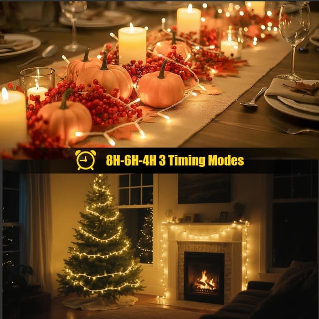 Thumbnail 6 de Electight Christmas Fairy Lights (USB rechargeable, 200 LEDs, 20m) with remote, timer and 8 modes
