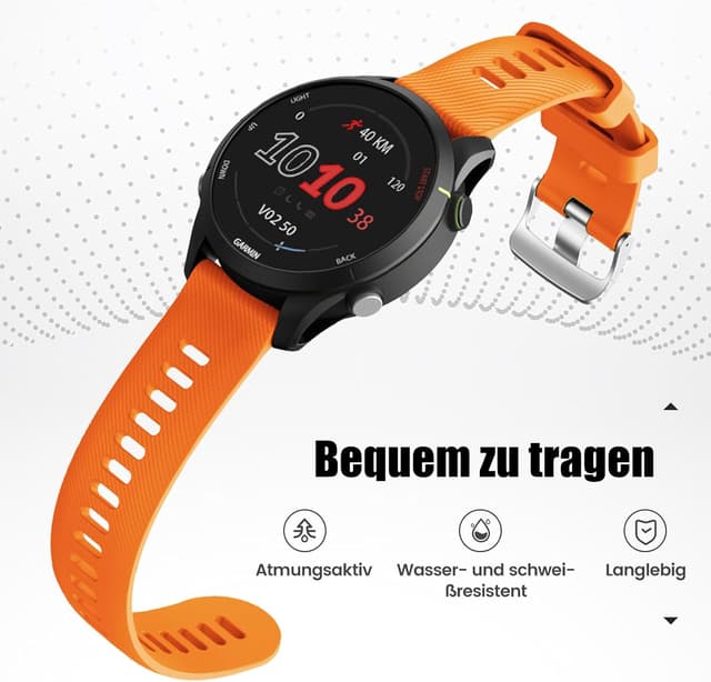 Detalle de ANBEST Silikon-Armband (22 mm) kompatibel mit Garmin Forerunner 255/Vivoactive 4/Venu 2 & weiteren Uhren – Schnellverschluss