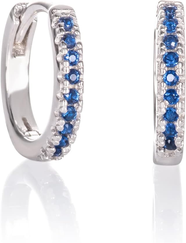 Detalle de Namana Mini Créoles Huggies en argent sterling 925 avec zircons bleus