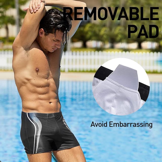 Detalle de Arcweg Boxer da bagno uomo con pad rimovibile e coulisse, elastico in vita bassa