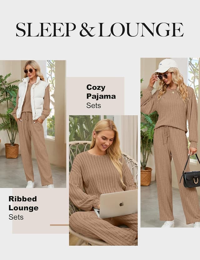 Detalle 2 de Blooming Jelly Womens Lounge Set Cute Long Sleeve Pajama Set