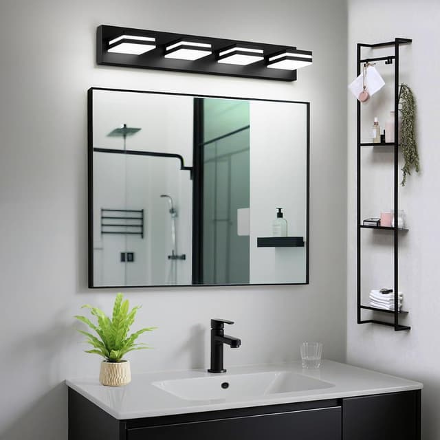 Detalle 2 de IZORRO LED Modern Bathroom Lights Fixture (4-Light, Dimmable, 360° Rotate) in Matte Black Acrylic