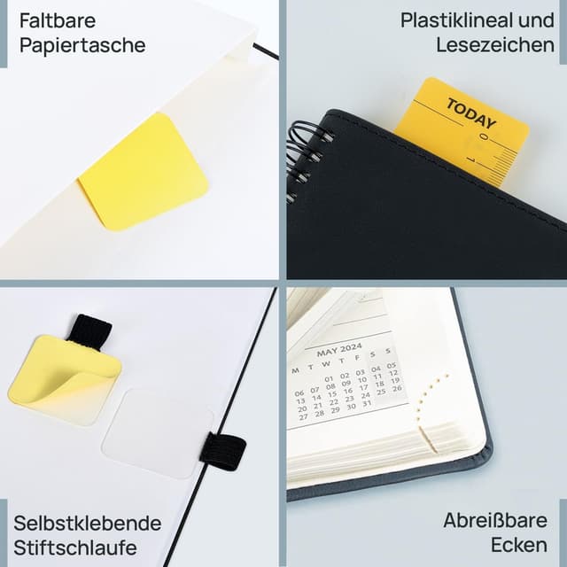 Detalle de POPRUN Kalender 2026 Wochenplaner (Ringbuch) Mintgrün – 12 Monate, Jan. bis Dez. 2026