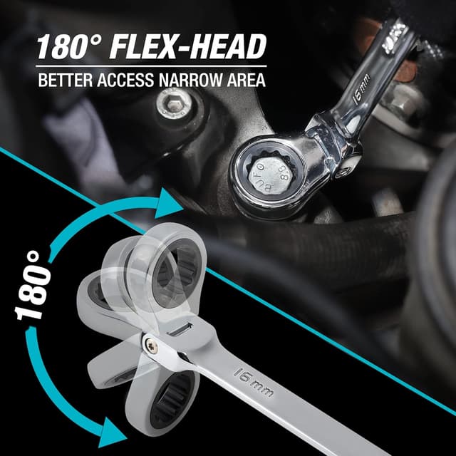 Detalle 2 de DURATECH llaves trinquete 12 piezas 8-19 mm