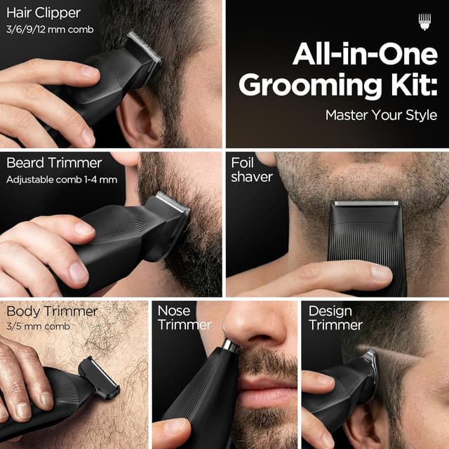 Detalle 2 de Yineel HC600 Beard Trimmer: All-in-One Grooming Kit 📏🪒
