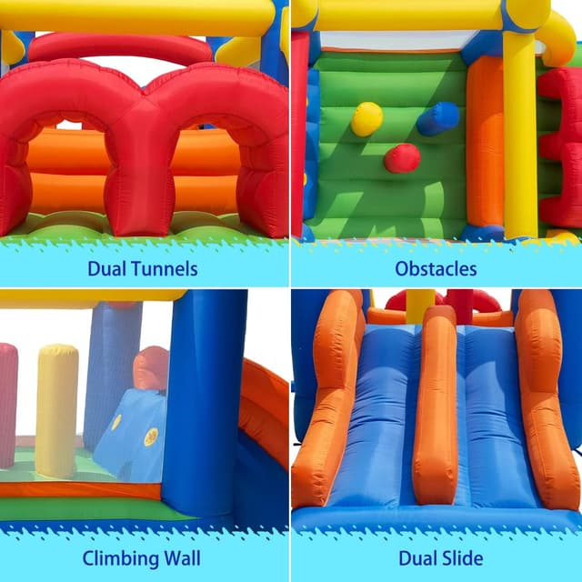 Detalle de Ballsea Structure gonflable Grand Château avec souffleur (488 x 240 x 190 cm)