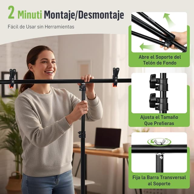 Thumbnail 6 de Heysliy Telón verde 6,5x6,5 pies kit