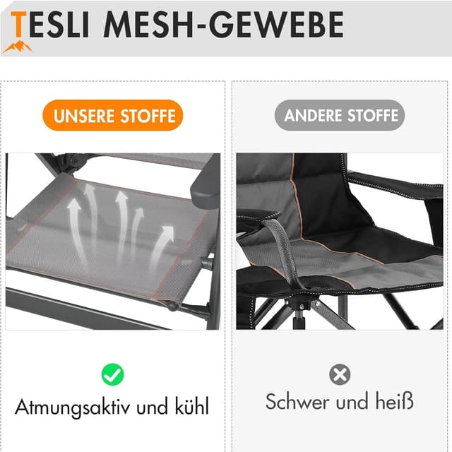 Detalle 2 de Campingstuhl mit hoher Rückenlehne 150 kg