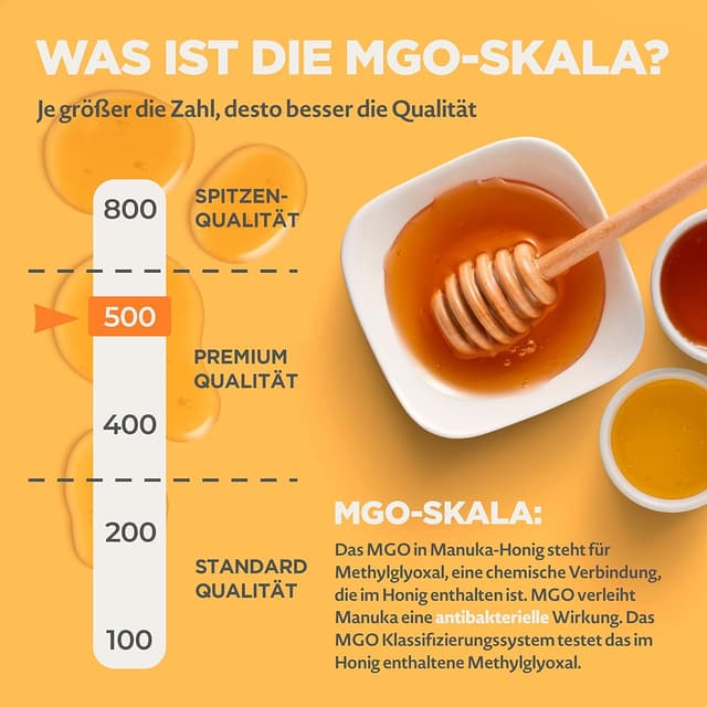 Detalle de NaturalePiù Manuka-Honig 500+ MGO (500 g) – roher Manuka-Honig aus Neuseeland