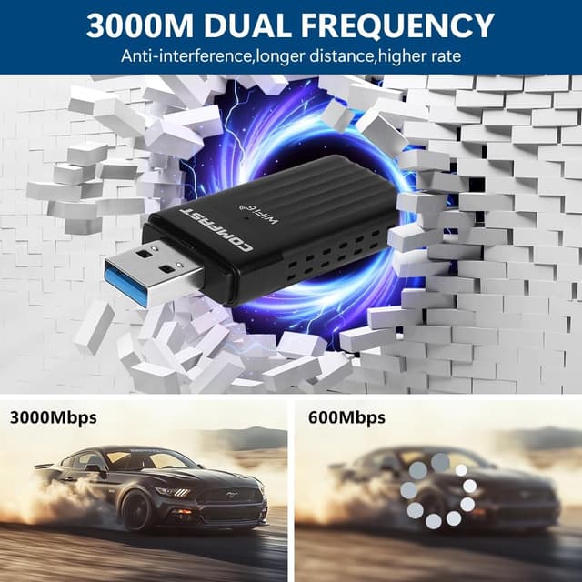 Detalle 2 de OFFCUP 3000Mbps WiFi 6 USB adapter