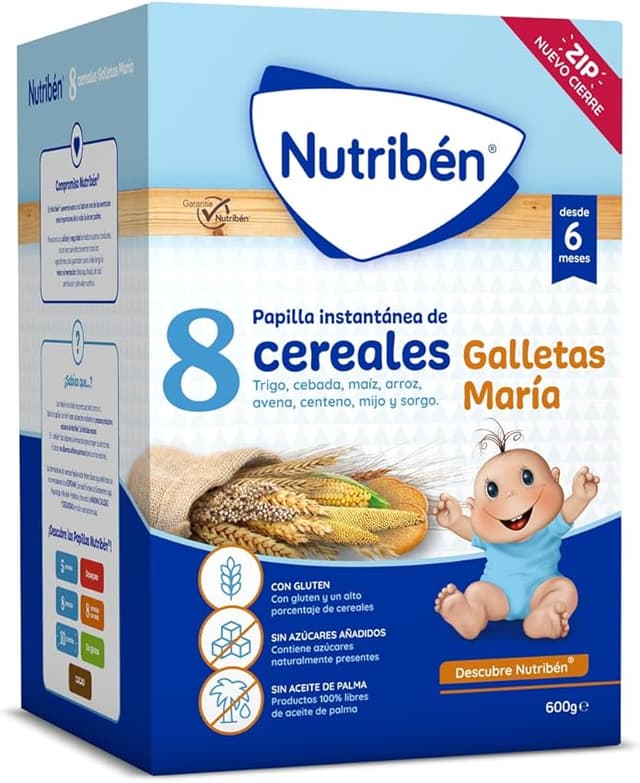 Thumbnail 2 de Nutribén Papilla 8 Cereales con Galletas Maria 🍼 6x600g Sin Azúcar