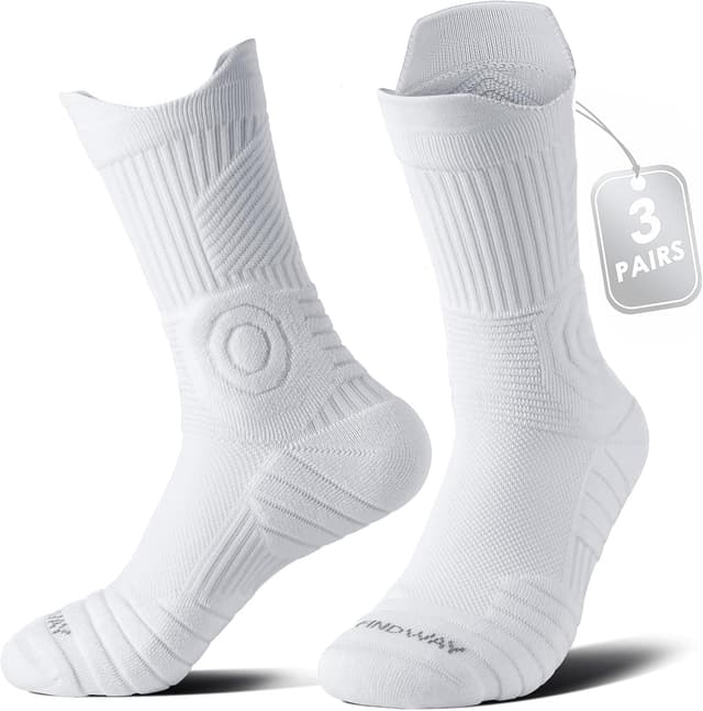 Detalle de Findway 3 Pairs Compression Running Socks (Moisture-wicking, Anti-blister, Cushioned) for Men & Women