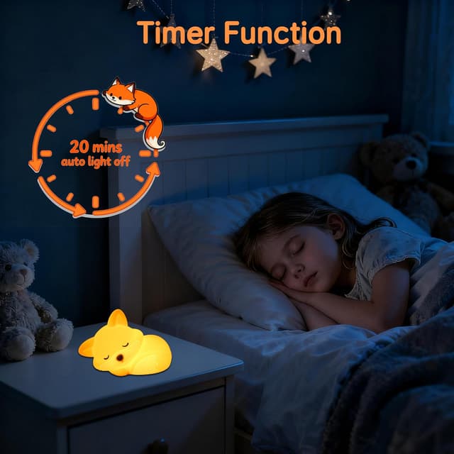 Detalle 2 de JMG-Myratts Kids Fox Silicone Night Light (USB rechargeable, dimmable, timer)
