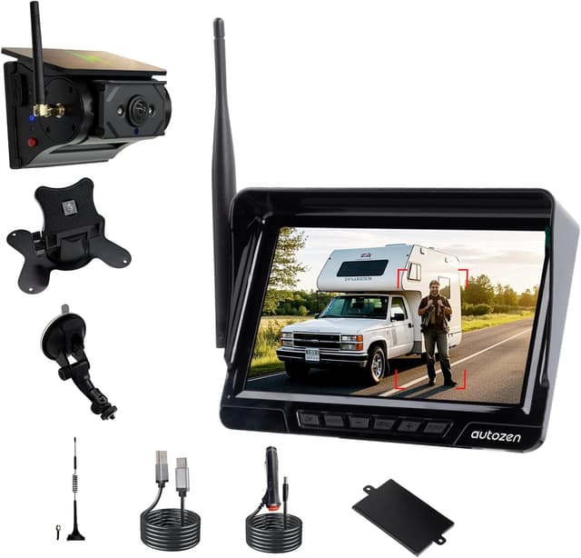 Detalle de Solar Wireless Reversing Camera Kit with 7” 1080P Screen, Night Vision & DVR Recording (IP68)