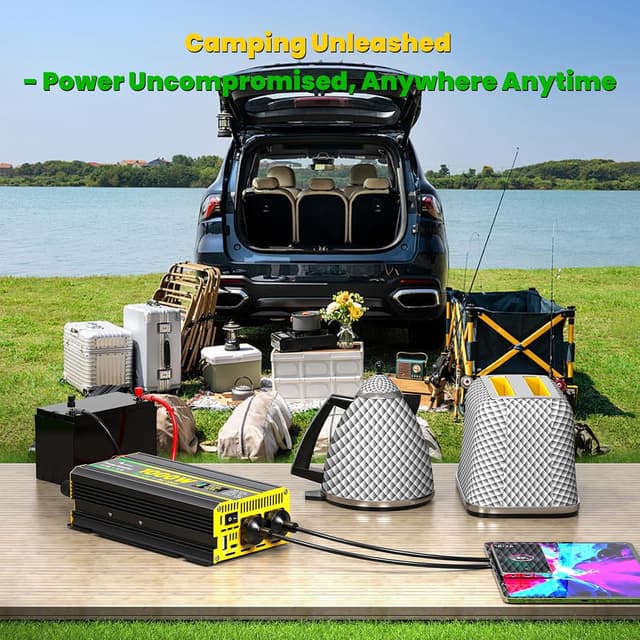 Detalle 2 de ALEOPIX 1000W Power Inverter (12V to 110V) for Vehicles with Dual AC, LED Display & USB Ports (Surge 2000W)