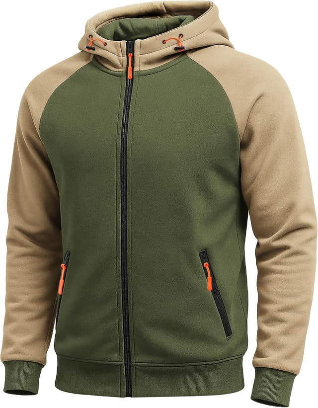 Thumbnail 6 de Elainone Men’s Zip-Up Hoodie Fleece Lined Colour Block (Regular Fit) for Outdoor, Gym & Everyday Wear