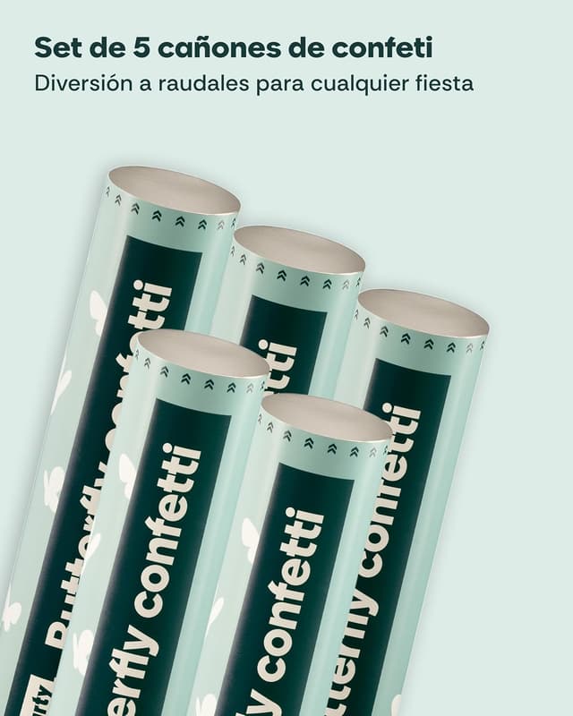 Thumbnail 4 de Cañones de confeti mariposas blancas 5 unidades