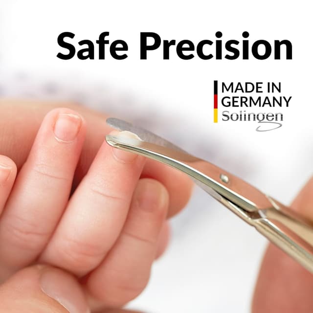 Detalle 2 de marQus Baby Nagelschere Solingen – abgerundete Klinge mit Etui für präzises Kürzen von Kinder-Nägeln