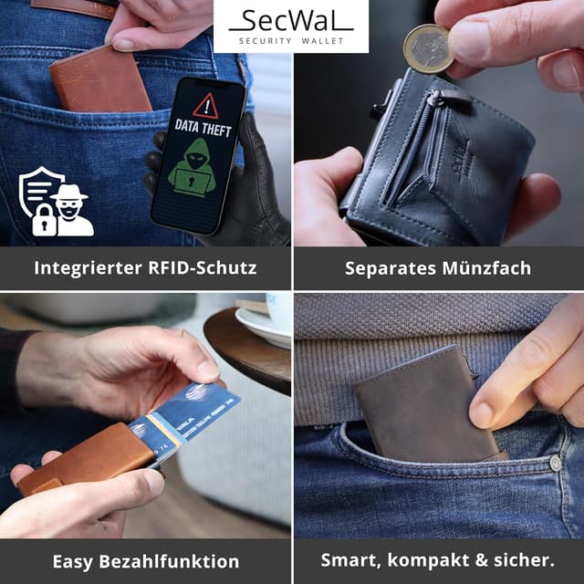 Detalle 2 de SecWal Mini-Geldbörse 9,5 cm Echtleder