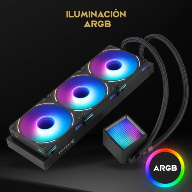 Detalle 2 de Forgeon Solum Refrigeración líquida 360 ARGB negra