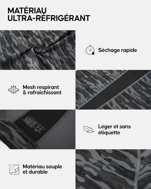 Detalle de DANISH ENDURANCE T-shirt de compression à séchage rapide (lot de 2) pour la course et l’entraînement