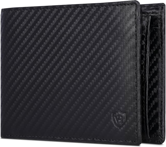 Detalle de VON HEESEN Geldbörse Herren RFID Schutz Carbon Schwarz Wallet