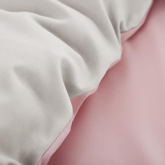 Detalle de Aisbo Bettwäsche 200x200 (3-teilig) Rosa/Beige – Wendebettwäsche aus Mikrofaser mit Reißverschluss