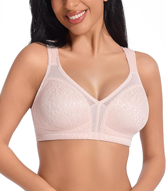 Detalle de DotVol Damen Komfort Vollschalen Minimizer-BH ohne Bügel (Große Größen) – mit breiteren, verstellbaren Trägern