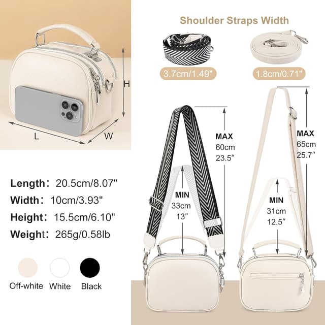 Detalle de SPFASZEIV Women’s small cross body bag in faux leather with 2 removable straps