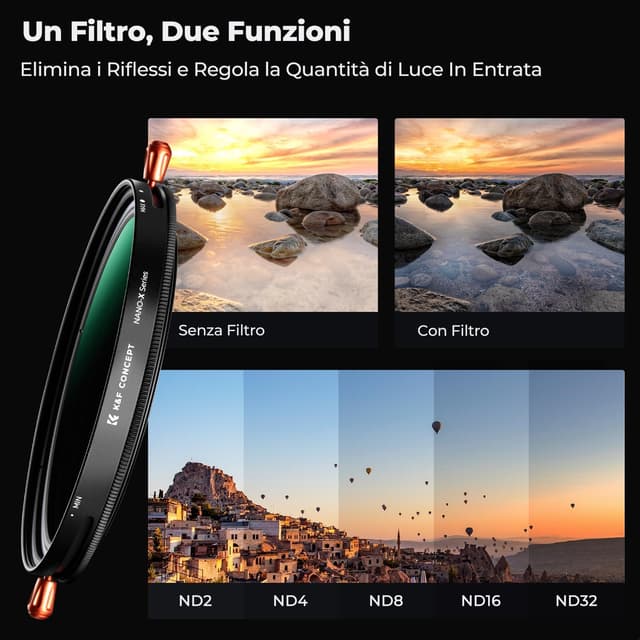 Detalle de K&F CONCEPT Nano-Xcel 37MM ND2-32 & CPL 2 in 1: filtro ND variabile e polarizzatore circolare con custodia