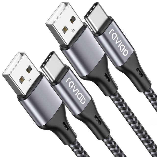 Detalle de RAVIAD USB-C Kabel (2er Set, 2 m) – Schnellladen bis 5V/3A & Datenübertragung (Grau)