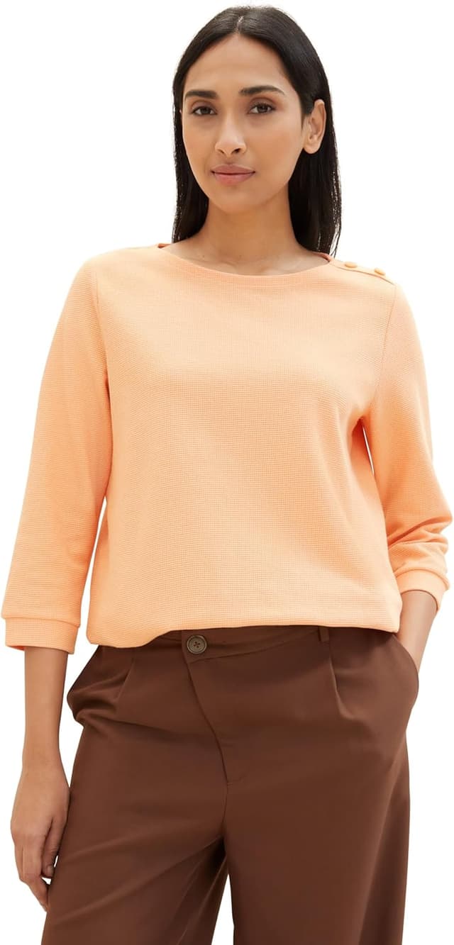 Thumbnail 6 de TOM TAILOR Donna Structure T-Shirt 1024039: maglia a maniche lunghe con cordino al fondo