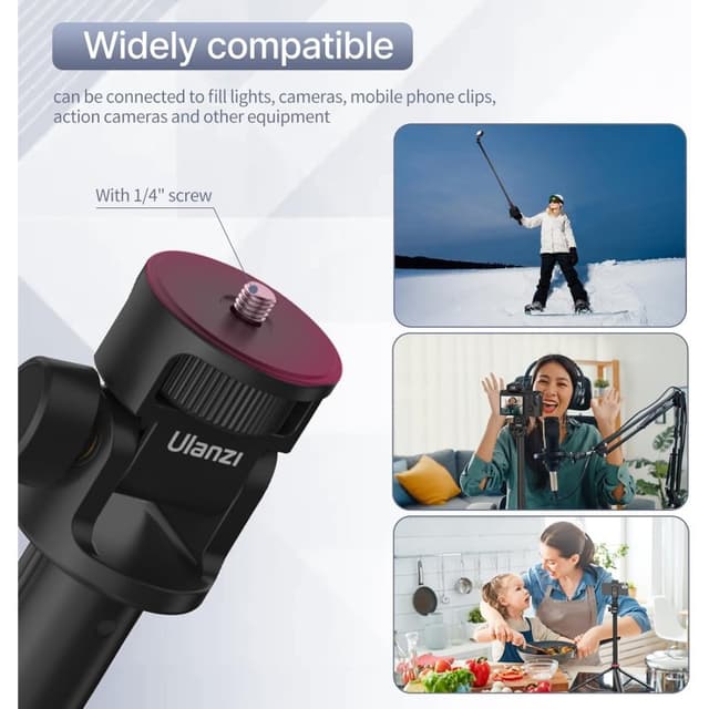 Detalle de Ulanzi MT-79 Trípode extensible de aluminio, cabeza 360º