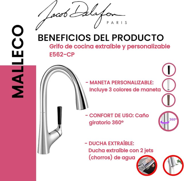 Thumbnail 3 de Jacob Delafon Malleco E562-CP Robinet cuisine 243 mm